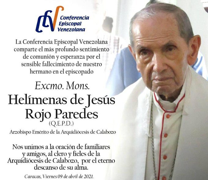 Guárico| Falleció Monseñor Helíminas Rojo Paredes