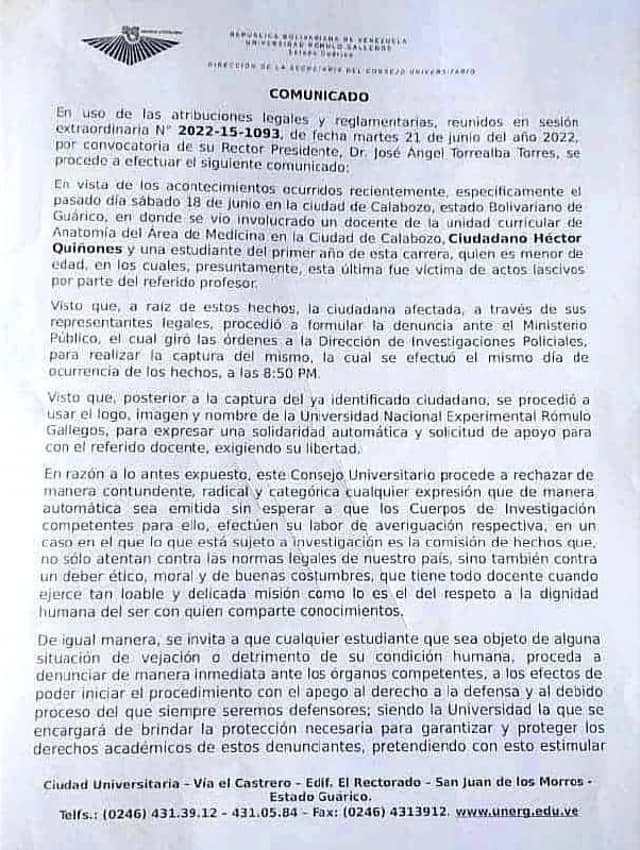 DOCENTE OBSCENO/ Detienen profesor de la Unerg en Calabozo