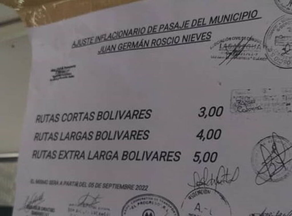 aumento pasaje san juan de los morros